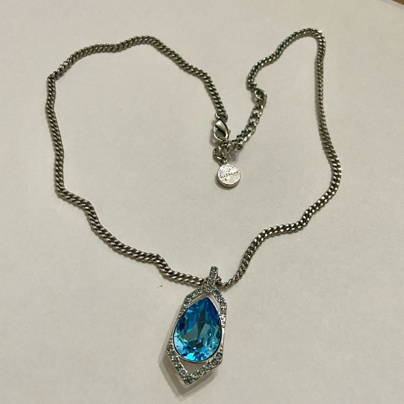 Vintage Givenchy Blue Crystals-Silver 18-inch Pendant Necklace - Picture 2 of 10